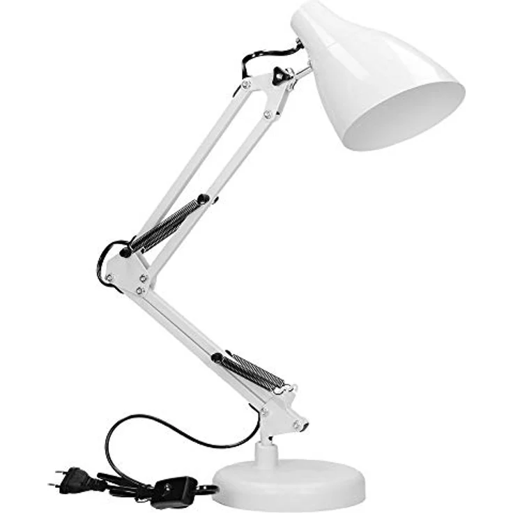 Virone DIAN Schreibtischlampe E27, flexible Tischleuchte mit Stahlbefestigung und 110 cm Kabel (Weiß, Glühbirne nicht enthalten) – Bild 1
