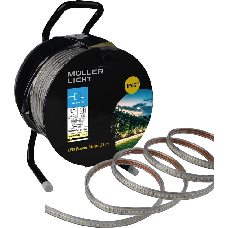MÜLLER-LICHT LED-Strip Power Stripe 25m, 290 W, 25000 lm, 2700 K, IP44, warmweiß