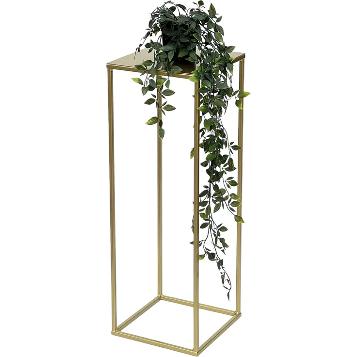 DanDiBo Blumenhocker Metall Gold Eckig M 62 cm Blumenständer Beistelltisch 96406 Blumensäule Modern Pflanzenständer Pflanzenhocker