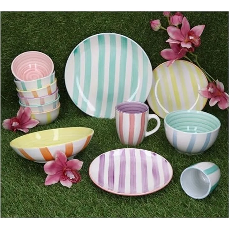 MamboCat Suppenteller Beach Pastello Stripes 6er Set Suppenteller 600ml Steingut pastell – Bild 6
