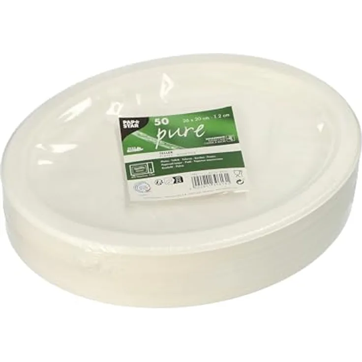 50 Teller, Zuckerrohr "pure" oval 26 cm x 20 cm x 2 cm weiss