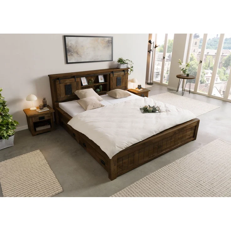 Bett mit Schublade Mango 160x200 braun lackiert RAILWAY #471 – Bild 2