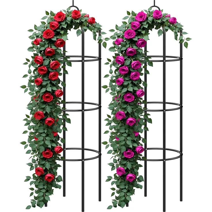 Gardebruk Rosensäule 2er Set Rosenbogen Rankgitter Obelisk Rankhilfe 200x40 cm pulverbeschichtetes Metall witterungsbeständig