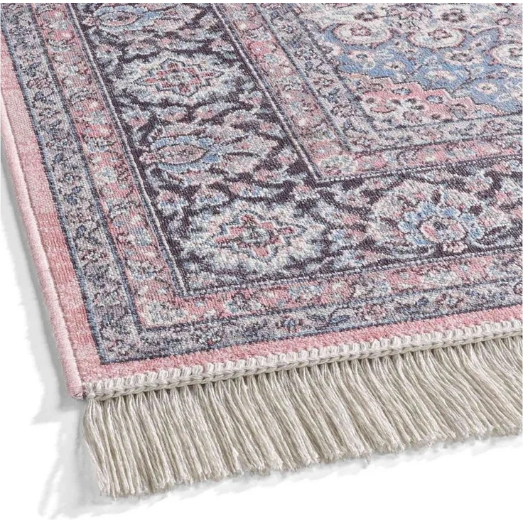 TaraCarpet Teppich Palazzo Royal Vintage Medaillon, rechteckig, Höhe: 6 mm, Vintage Seiden Optik rose Wohnzimmer Schlafzimmer Esszimmer 135x195 – Bild 2
