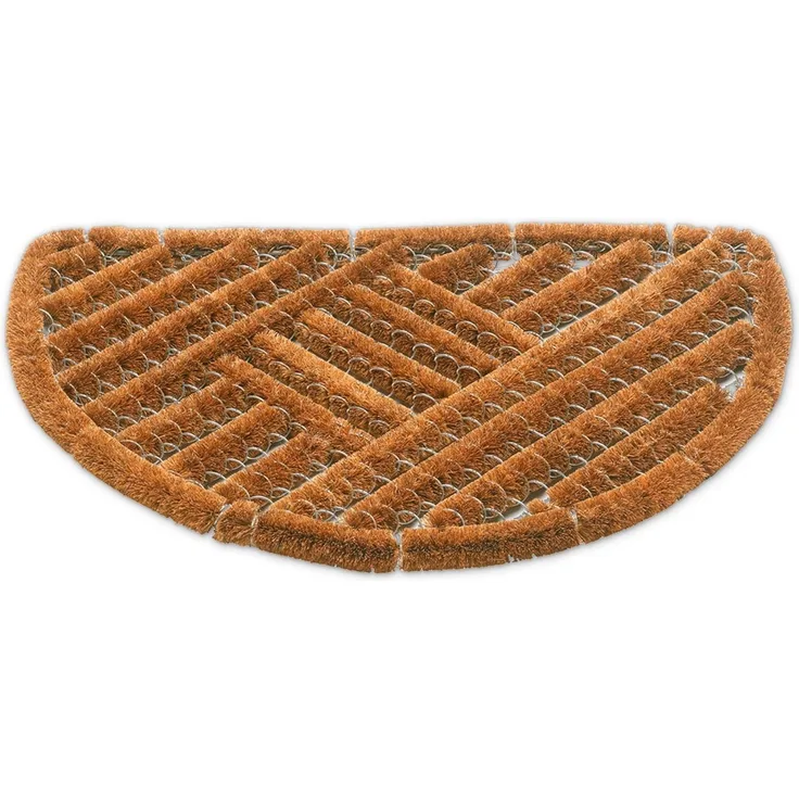 matches21 HOME & HOBBY Fußmatte Draht-Bürsten Kokosmatte natur halbrund 40x60 cm Sauberlaufmatte, halbrund, Höhe: 30 mm, Kokos Außen Türmatte als Outdoor Schmutzfangmatte