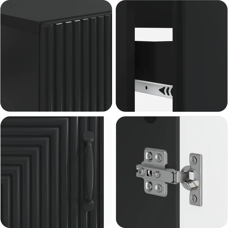 vidaXL 3-teiliges Badezimmer-Schranksystem HAARLEM 3 stk. Schwarz 3418018 – Bild 6