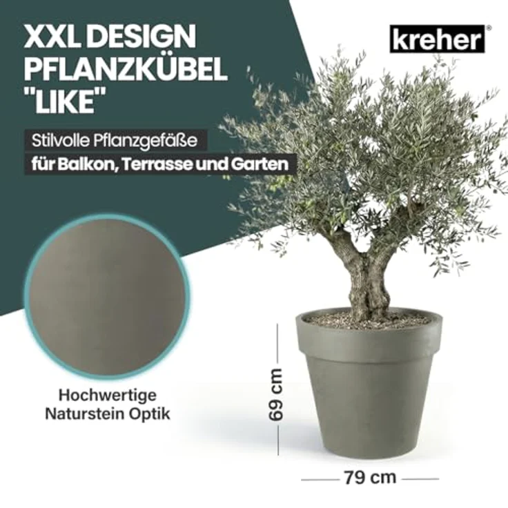 Kreher Pflanzkübel Rollbarer XXL Pflanzkübel "LIKE" Ø 79 cm in verschiedenen Farben (2 St) – Bild 3