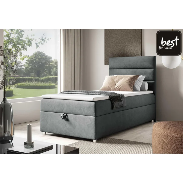 Best for Home Boxspringbett mit Bettkasten Trinity K-4 SINGLE Bonell-Matratze inkl. 7 cm Topper (Einzelbett, Polsterbett mit gepolstertes Kopfteil, Jugendbett, Kinderbett versch. Größen, 70x200 80x200 90x200 100x200 cm), verschiedene Liefermöglichkeite... – Bild 2