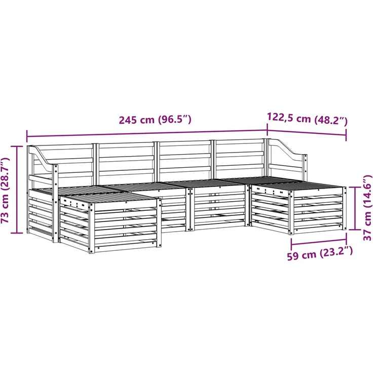 vidaXL Outdoor-Sofagarnitur 6 stk. 6-Sitzer Natur Massivholz Akazie 3375264 – Bild 8