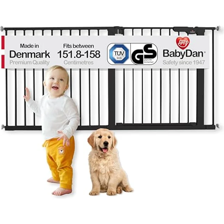Extra breit / Flur / Treppenabsatz / Küche / Treppe und Babydruckschutzgitter 151,8-158 cm / 59,8"-62,2" Schwarz – Bild 2