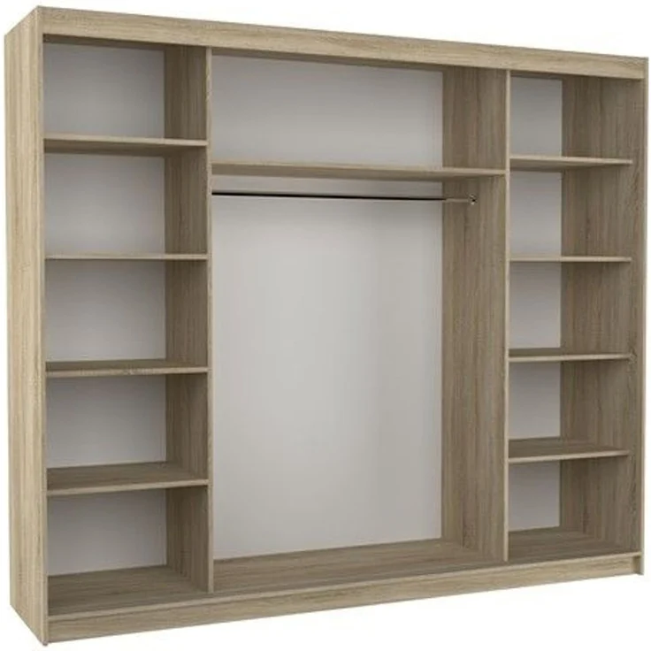 Schiebetürenschrank Schrank Nr. 510 in Sonoma Eiche- Weiß matt 250 x 215 x 58 cm – Bild 2
