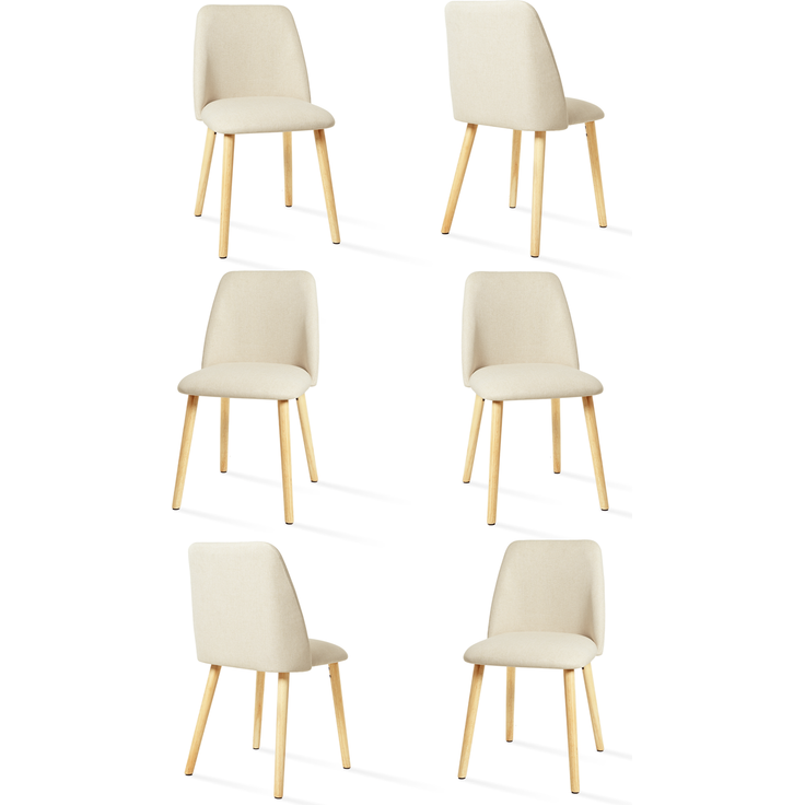 GOEURVANT 421 Esszimmerstühle 6er-Set, Webstoff - Beige – Bild 3
