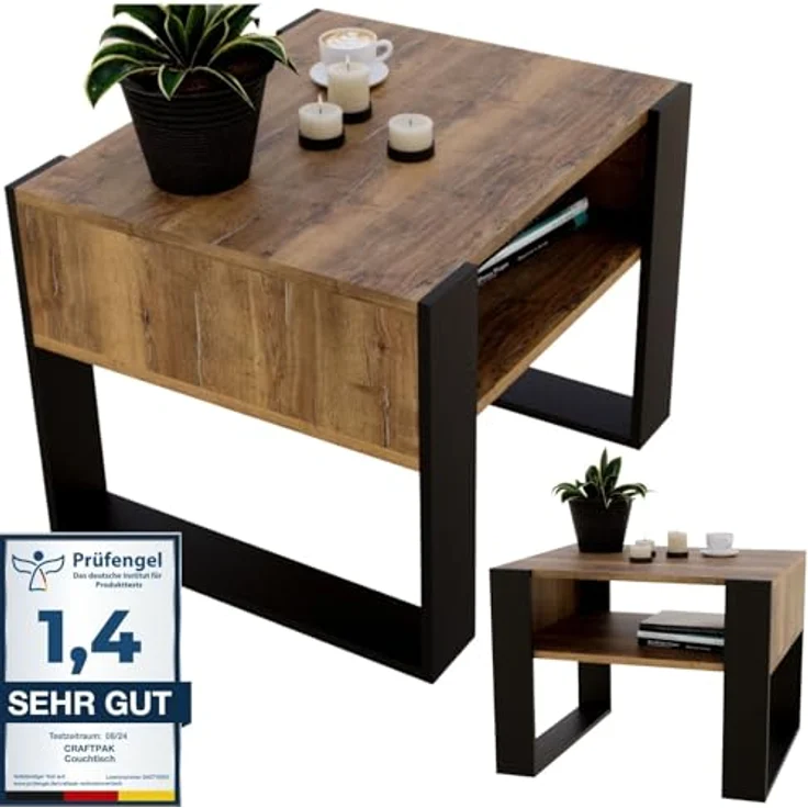 CraftPAK Couchtisch aus hochwertigem Holz mit Ablagefläche - Größe 53 6T x 65B x 45H cm, Couchtisch – Bild 2