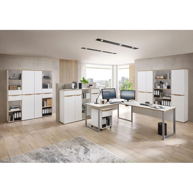 Komplettbüro MEMPHIS IX Weiß/-Artisan Eiche 11-teiliges Set inkl. Tisch