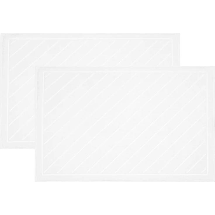 ZOLLNER 2er Set Badematte, Baumwolle, weiß, 50x75 cm mit Diagonalstreifen – Bild 1