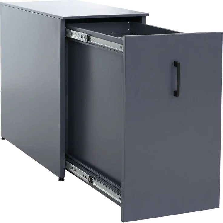 Aktenschrank HWC-Q27, Büroschrank Stahlschrank, Stützrad Staufächer, Metall 74x43x80cm ~ dunkelgrau – Bild 8