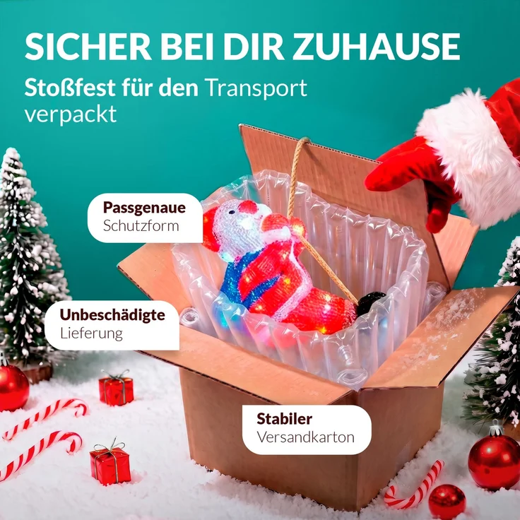 Deuba LED Acryl Figur Außen Weihnachtsmann Trio beleuchtet Weihnachtsdeko Weihnachten Weihnachtsfigur – Bild 6