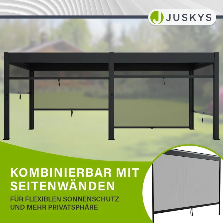 Juskys Lamellendach Tahiti 3x5,9 m inkl. Seitenwand 3 m in Anthrazit - Terrassenüberdachung stabil & wetterfest - Überdachung für Garten & Terrasse – Bild 6