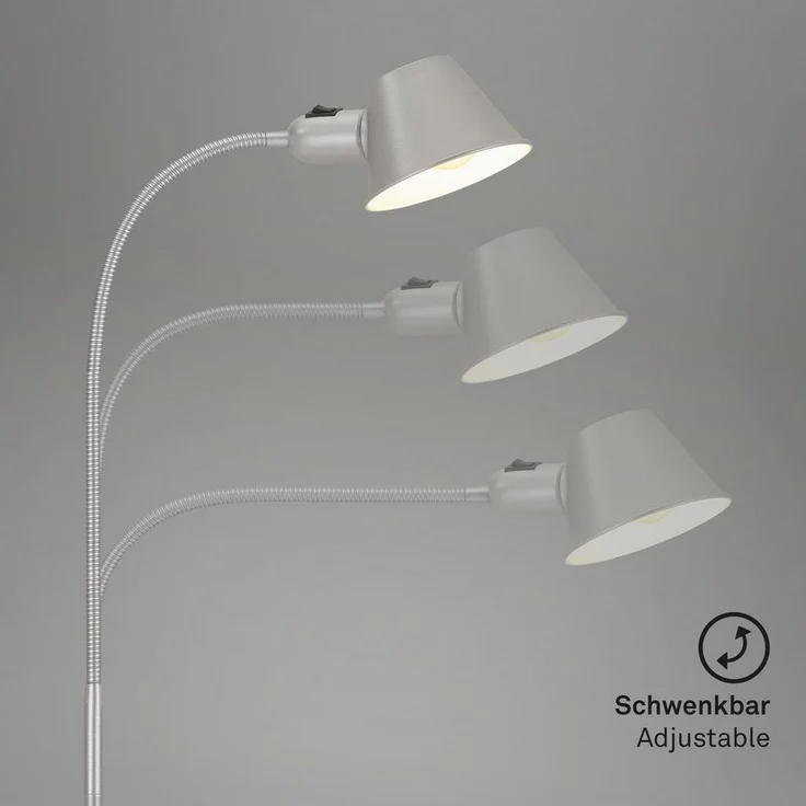 Briloner Leuchten Tischleuchte 7407-014, ohne Leuchtmittel, 2700K - Extra-Warmweiß, Schwenkbar, chrom, E27 Fassung ? max. 10 W, 23 x 15 x 65 cm – Bild 2