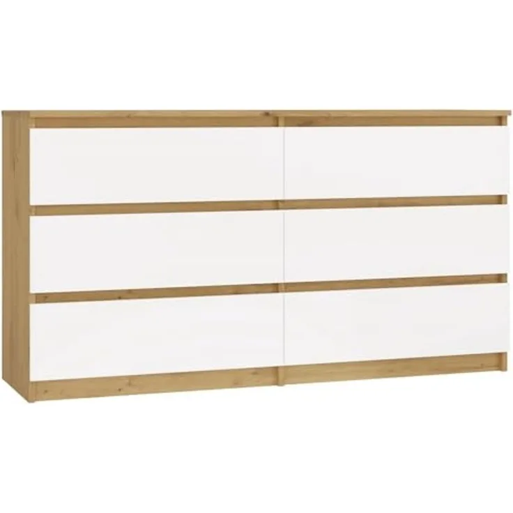 CDF Kommode Artisan Weiß mit 6 Schubladen Komodenschrank Komode für Wohnzimmer Schlafzimmer Schubladenschrank Malwa M6 140