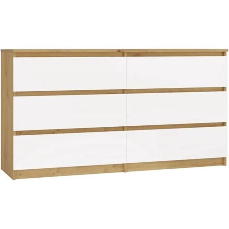 CDF Kommode Artisan Weiß mit 6 Schubladen Komodenschrank Komode für Wohnzimmer Schlafzimmer Schubladenschrank Malwa M6 140 – Bild 1