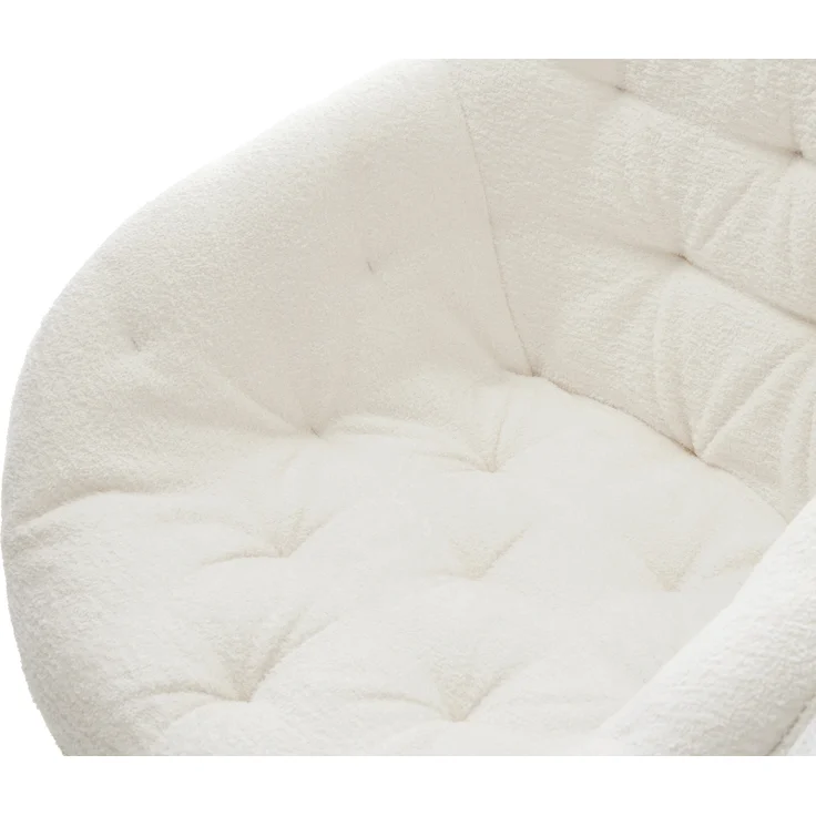 Drehstuhl Gaio-Flex Bouclé Soft Beige Kreuzgestell breit Weiß 360° drehbar Wippfunktion – Bild 4