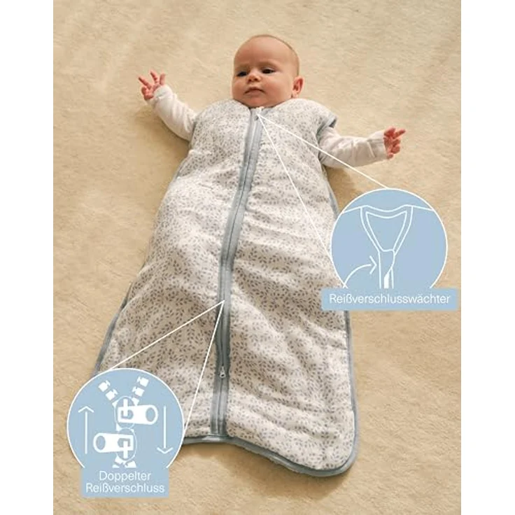 molis&co. Baby-Schlafsack. 2.5 TOG. Größe: 85 cm (6-18 Monate). Ideal für die Übergangszeit und den Winter. Superweich und warm. Zen Garden. Premium-Musselin mit Futter. – Bild 3