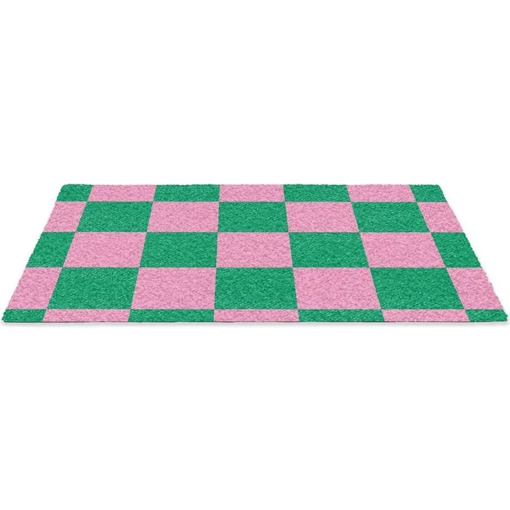 MuchoWow Fußmatte Schachbrettmuster - Grün - Rosa - Würfel, Rechteckig, innen Schmutzfangmatte, Tür, Schmutzfänger Flur, Teppich, 60x40 cm