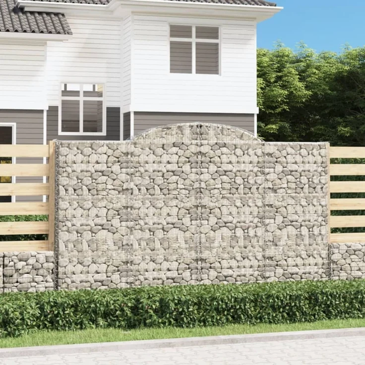 vidaXL Gabione mit Hochbogen 300x30x180/200 cm Verzinktes Eisen 153509 – Bild 1