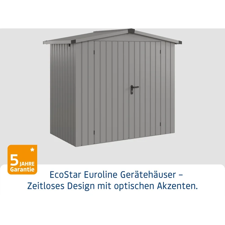 Hörmann Ecostar Metall-Gerätehaus "Euroline Trend" mit Satteldach ESD 3, graualuminium, 214 x 118 cm,2-flüglige Tür – Bild 2