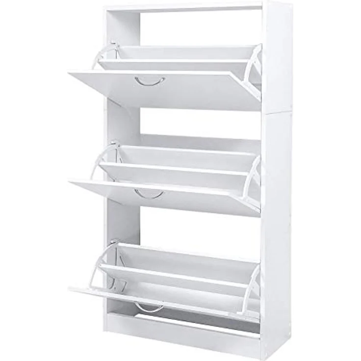 Meerveil Schuhschrank mit 3 Schubladen, Schuhkipper für Flur Eingangsbereich für 12-18 Paar Schuhe, Weiß, 63 x 24 x 120 cm – Bild 5