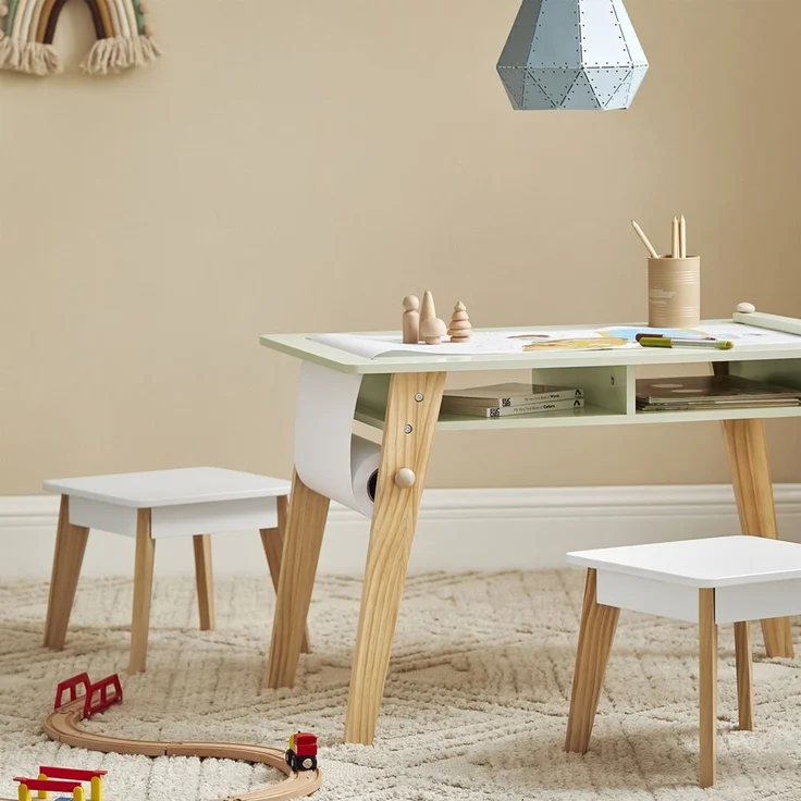 SoBuy KMB92-GR Kindertisch mit 2 Hockern, MDF, Lackiert, Grün, 80 x 50 x 48 cm – Bild 5