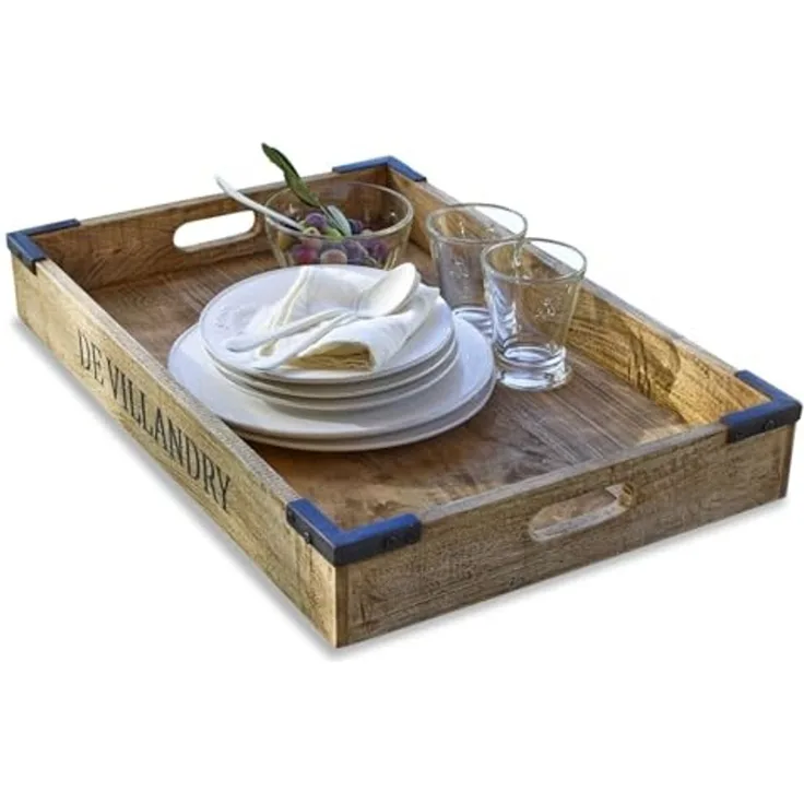 Mirabeau Tablett Tablett Villandry braun, Mangoholz (mangifera indica), Verzierung: Eisen