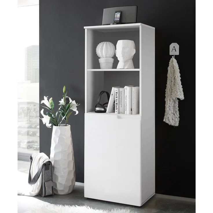 Regal >Suzette< in Weiß aus MDF - 50x145x35cm (BxHxT)