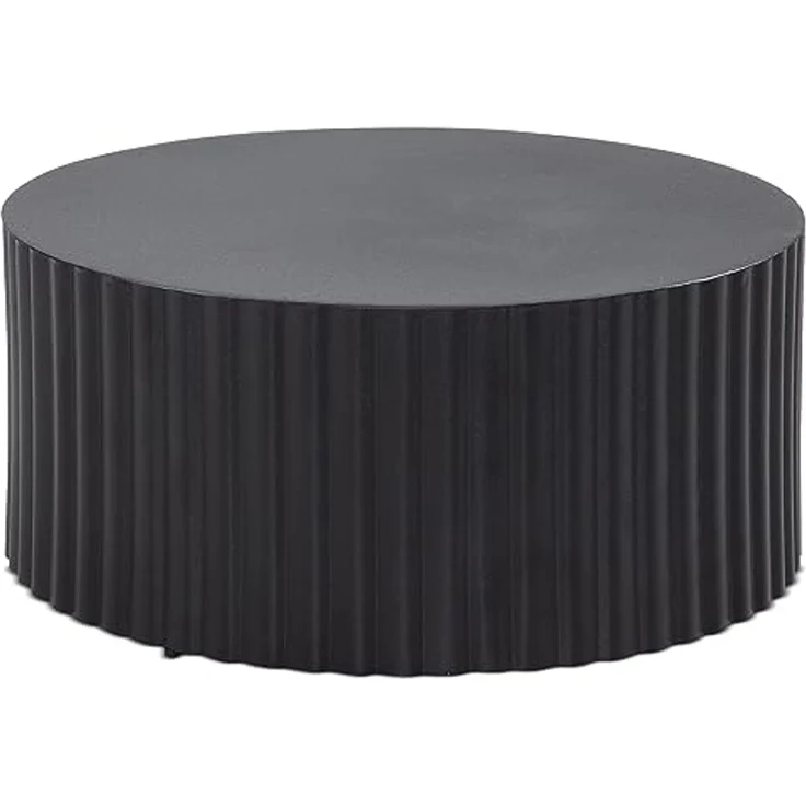 FINEBUY Couchtisch FB92224 (67x67x31 cm, Sofatisch Rund Schwarz, Wellenmuster), Wohnzimmertisch Kaffeetisch Eisen Modern – Bild 1