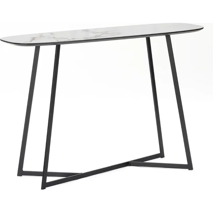 Design Konsolentisch TURIN 120cm weiss Marmor-Optik Konsole Metallgestell