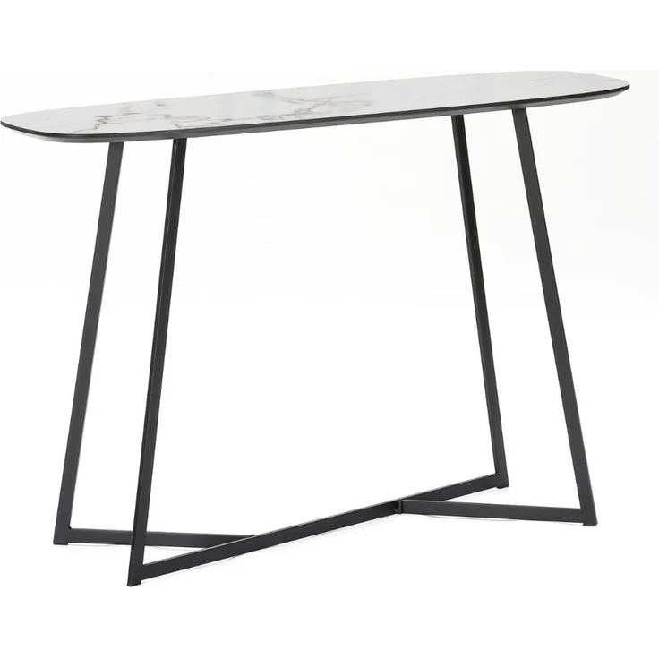 Design Konsolentisch TURIN 120cm weiss Marmor-Optik Konsole Metallgestell – Bild 1