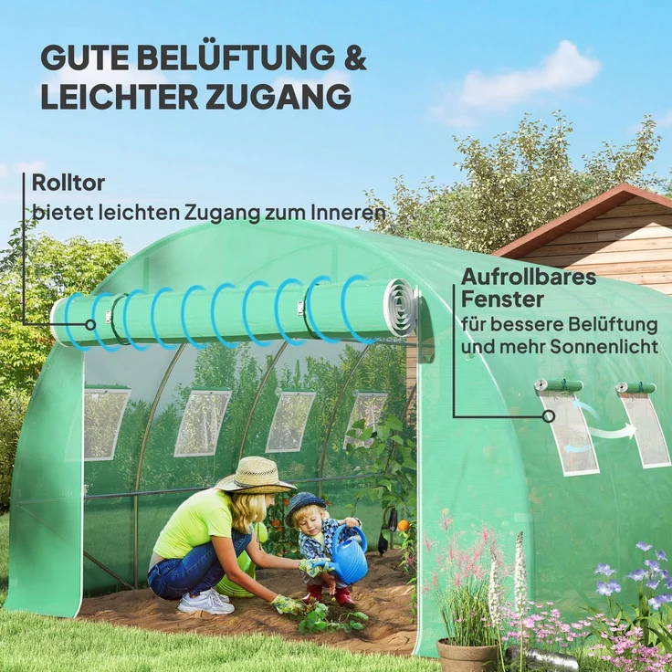 MELAYR, Ersatz-Gewächshausabdeckung, wetterbeständig, 400 cm x 300 cm x 200 cm, Transparent, NUR Folie Grün – Bild 6