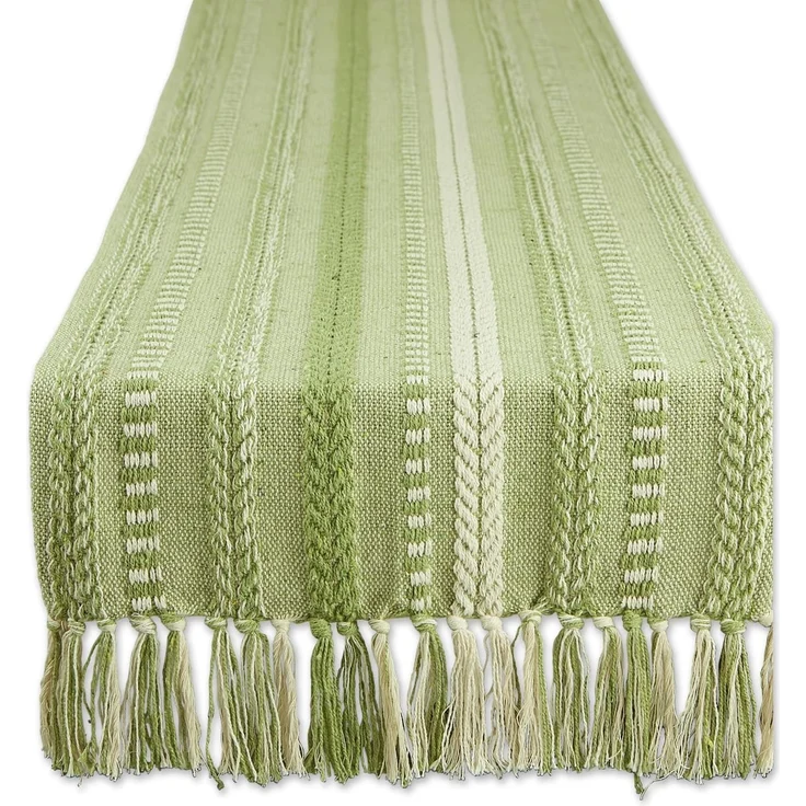 DII Farmhouse Braided Stripe Tischläufer-Kollektion, Baumwolle, antik-grün, 15x108 – Bild 1