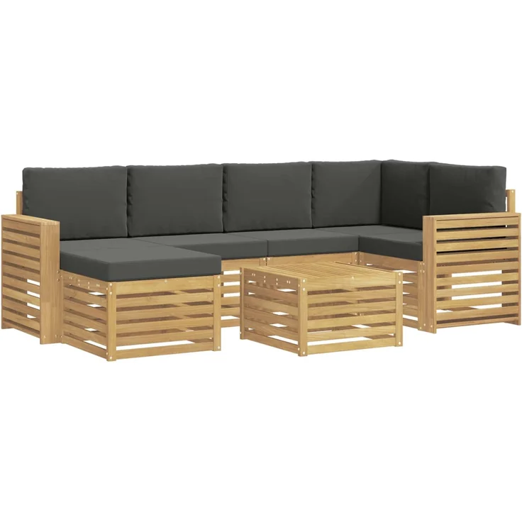 vidaXL Outdoor-Sofagarnitur 7 stk. 5-Sitzer Weiß und Anthrazit 3392162 – Bild 2