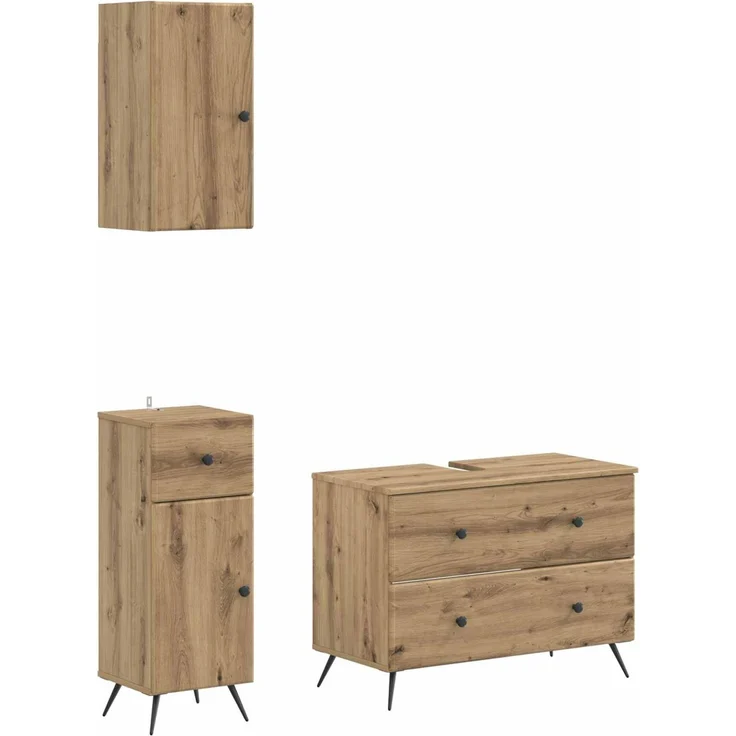 vidaXL 3-teiliges Badezimmer-Schranksystem BREDA Artisan-Eiche 3417809 – Bild 2