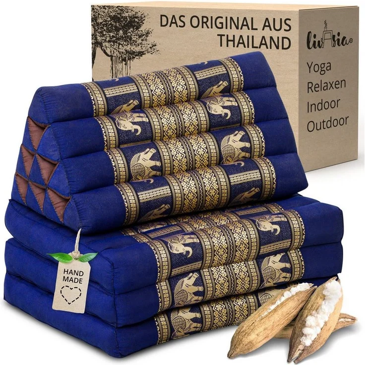 livasia Sitzsack Thaikissen 3 Auflagen (Deluxe) vegan und handgefertigt, 175x55x8cm, Kapok – Bild 5