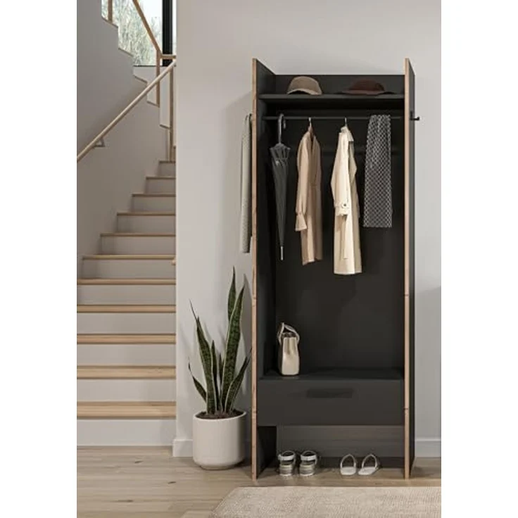 Garderobenschrank >Bueno< in Basalt - 70x189x37cm (BxHxT) – Bild 6
