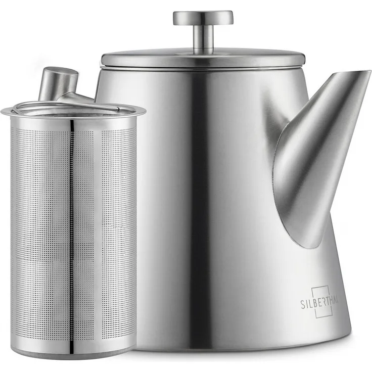 SILBERTHAL Teekanne Teekanne Edelstahl 1,0l Silber 2.0, 1 l, Doppelwandig-isoliert