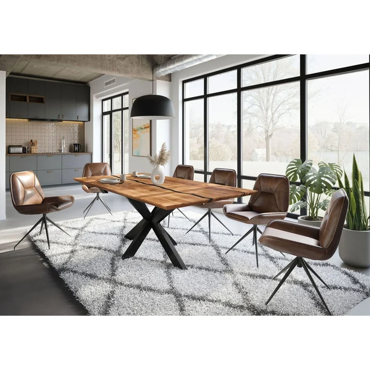 Esstisch Akazie 260x100x74 natur lackiert / Epoxid schwarz, Kreuzgestell anthrazit matt EPOXY – Bild 9