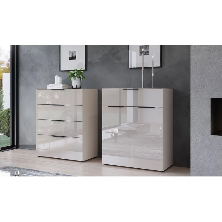 Kommode Owingen / Oakland, Glas, Holzwerkstoff, Grau, 83 x 102 x 42 cm – Bild 4