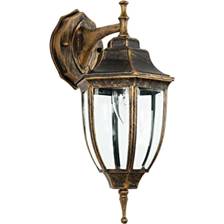 Licht-Erlebnisse Außen-Wandleuchte LYON, ohne Leuchtmittel, Außenleuchte Wand IP44 Kupfer E27 Glas Aluminium Rustikal Außenlampe – Bild 5