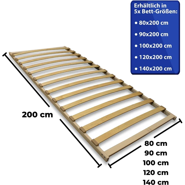 Coemo Lattenrost FIX 100x200 cm mit 13 Federleisten - nicht verstellbar - Selbstmontage – Bild 5