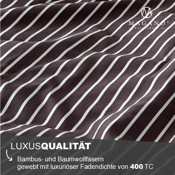 MAGANO Wendebettwäsche, Bambus & Baumwolle Satin, Luxus Bettwäsche Streifen, 400 TC Luxusqualität, Hypoallergen, Thermoregulierend – Bild 2