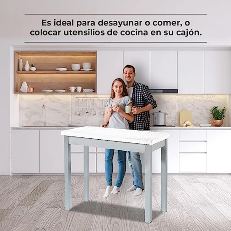 ASTIMESA Küchentisch im Buchstil ohne Schublade und Platte aus laminiertem Holz, Cervino, 80 x 40 cm a 80 x 80 cm – Bild 5
